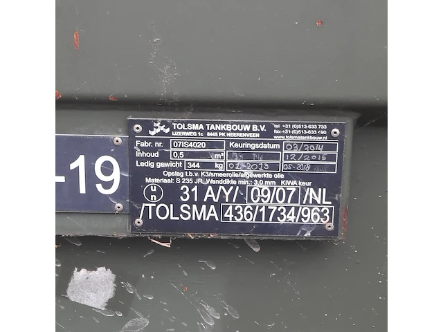 Brandstof container, tolsma, ibc, 2007 - afbeelding 5 van  7