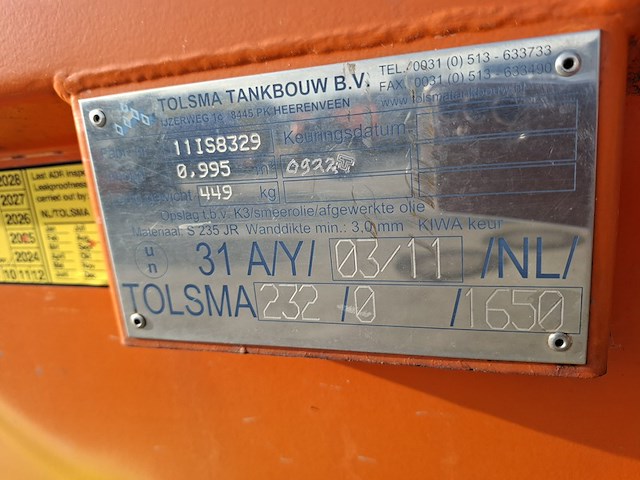 Brandstoftank 995 liter, tolsma, 1650, 2011 - afbeelding 9 van  13