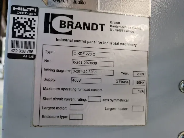Brandt - optimat kdf 220 c - kantaanlijmmachine - afbeelding 20 van  20