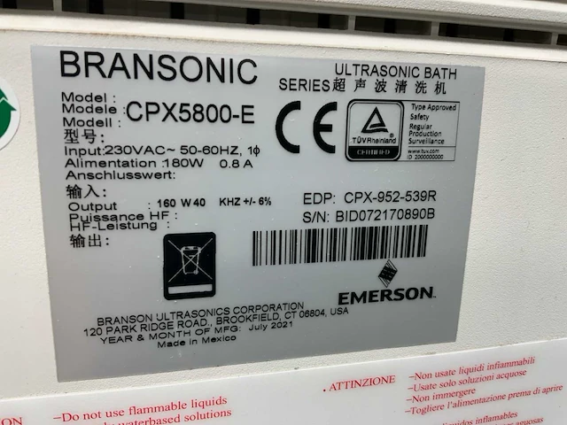 Bransonic cpx5800-e ultrasoonbad ongebruikt - afbeelding 6 van  7