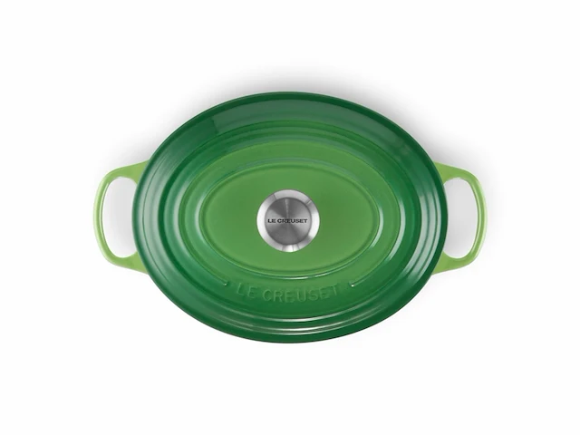 Bräter signature oval 29 cm bamboo braadpan met deksel gietijzer 29 cm 4.7 liter groen - afbeelding 2 van  4