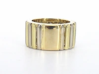 Brede gouden ring met een natuurlijke cognac gekleurde druppel vorm diamant en briljant geslepen diamanten - afbeelding 6 van  8