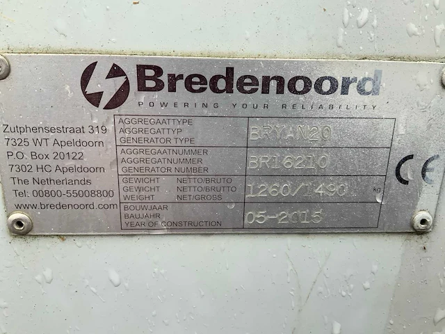 Bredenoord bryan20 noodstroomaggregaat - afbeelding 9 van  13