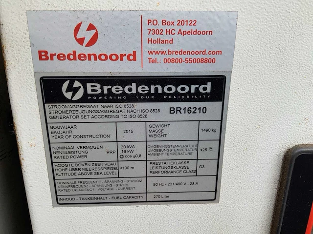 Bredenoord bryan20 noodstroomaggregaat - afbeelding 12 van  13