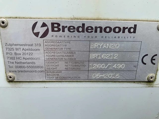 Bredenoord bryan20 noodstroomaggregaat - afbeelding 9 van  13