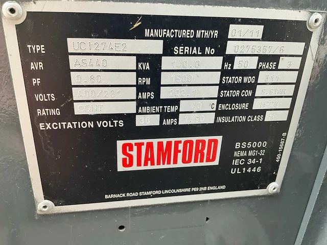 Bredenoord stamford 140 kva stroomgenerator - afbeelding 9 van  9