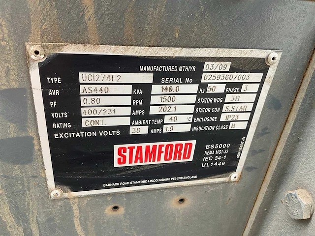 Bredenoord stamford 140 kva stroomgenerator - afbeelding 9 van  9