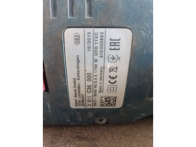 Breekhamer - 11kg - 230v - sds-max bosch, gsh 11 vc, bouwjaar 2015 - afbeelding 9 van  10