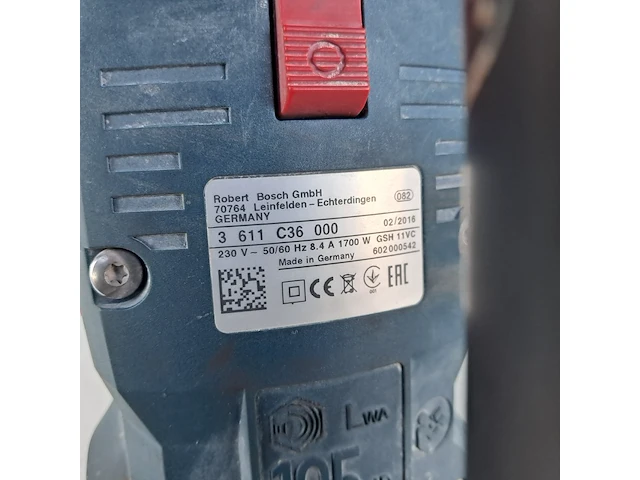 Breekhamer - 11kg - 230v - sds-max bosch, gsh 11 vc, bouwjaar 2016 - afbeelding 7 van  7