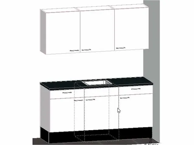 Bribus keuken - 180cm v.v. postform werkblad v.v. spoelbak, kleur w300 wit (nieuw in doos) - afbeelding 3 van  11