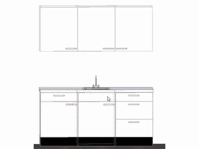 Bribus keuken - 180cm v.v. rvs werkblad, kleur w300 wit (nieuw in doos) - afbeelding 3 van  11