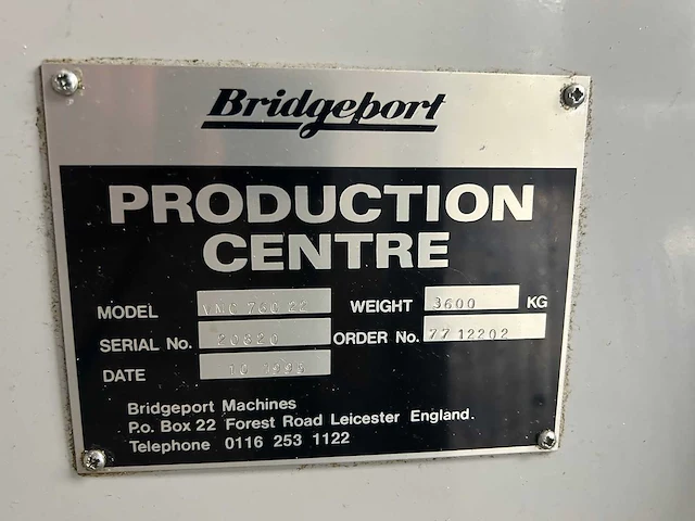 Bridgeport - vmc 760 22 - cnc freesmachine - 1995 - afbeelding 12 van  12