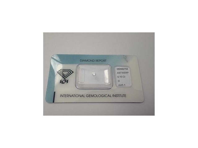 Briljant geslepen diamant met certificaat hrd, 0,10 kt - afbeelding 1 van  4