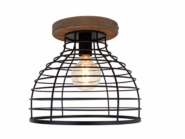 Brilliant avia plafondlamp e27 max 1x40w zwart/houtkleur - afbeelding 1 van  1
