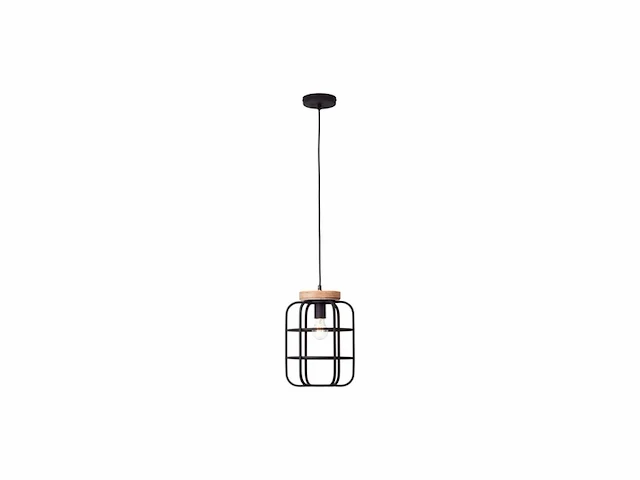 Brilliant gwen hanglamp e27 max 1x40w zwart/hout - afbeelding 1 van  1