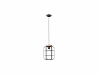 Brilliant gwen hanglamp e27 max 1x40w zwart/hout - afbeelding 1 van  1