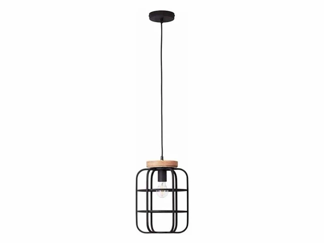 Brilliant gwen hanglamp e27 max 1x40w zwart/hout - afbeelding 2 van  2