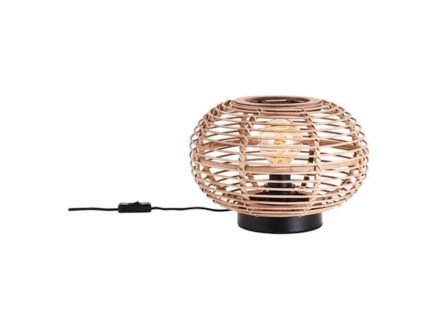 Brilliant woodball tafellamp e27 max 1x40w zwart/rotan - afbeelding 1 van  1