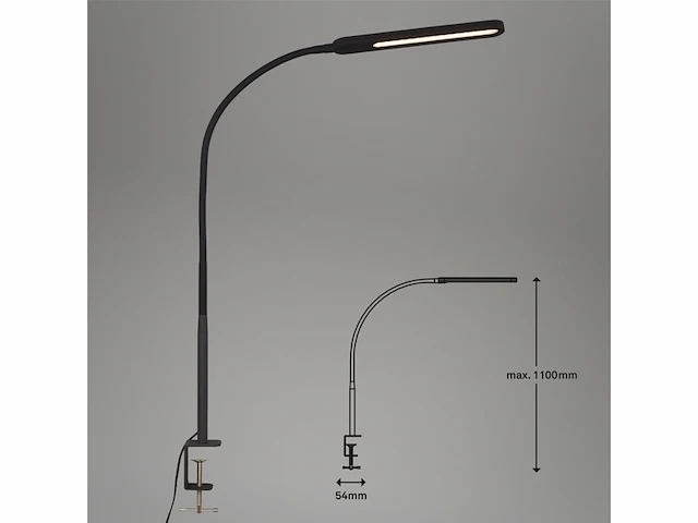 Briloner leuchten servo clip-on armaturen kleurtemperatuurregeling incl. touch schakelaar op armatuurkop dimbaar in stappen ip20 zwart - afbeelding 1 van  4
