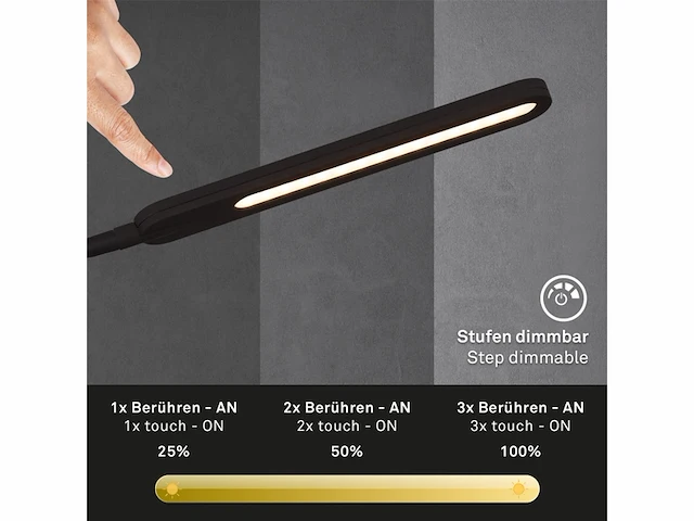 Briloner leuchten servo clip-on armaturen kleurtemperatuurregeling incl. touch schakelaar op armatuurkop dimbaar in stappen ip20 zwart - afbeelding 2 van  4