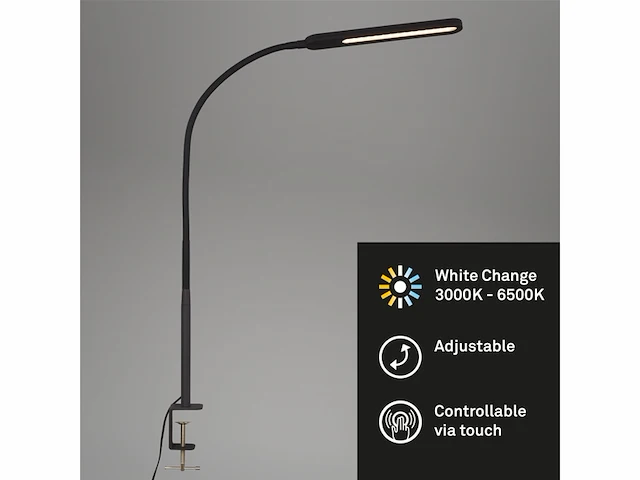 Briloner leuchten servo clip-on armaturen kleurtemperatuurregeling incl. touch schakelaar op armatuurkop dimbaar in stappen ip20 zwart - afbeelding 4 van  4