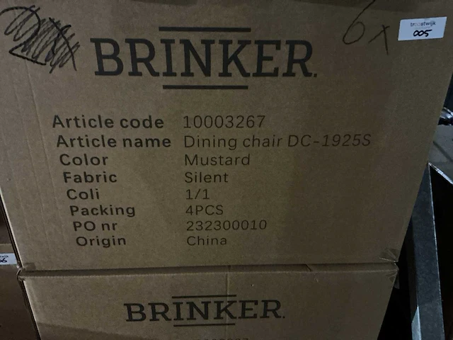 Brinker dc-1925s mustard eetkamerstoel (4x) - afbeelding 4 van  6