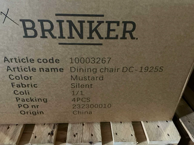 Brinker dc-1925s mustard eetkamerstoel (4x) - afbeelding 5 van  5