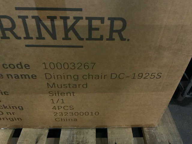 Brinker dc-1925s mustard silent eetkamerstoel (4x) - afbeelding 6 van  6
