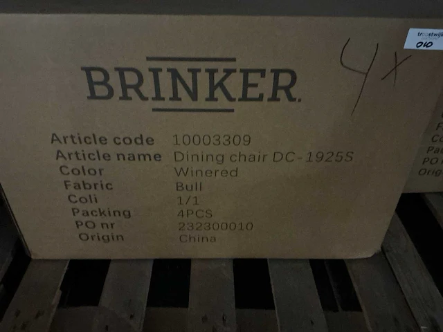 Brinker dc-1925s winered eetkamerstoel (4x) - afbeelding 4 van  6