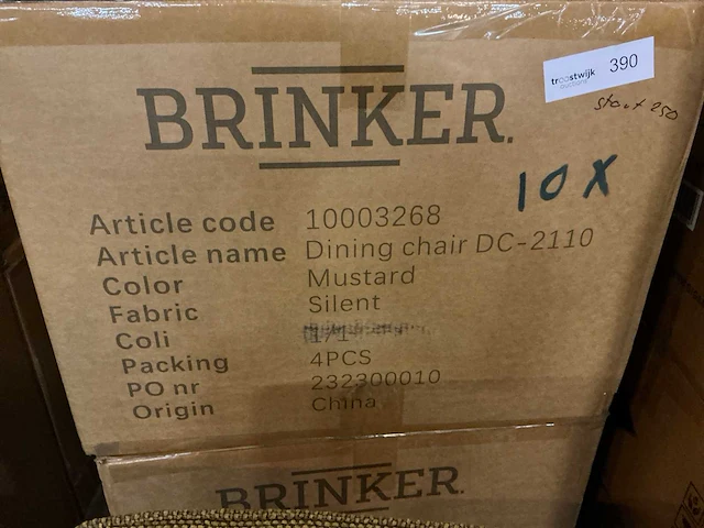 Brinker dc-2110 mustard eetkamerstoel (10x) - afbeelding 5 van  5