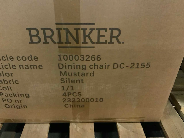 Brinker dc-2155 mustard silent eetkamerstoel (4x) - afbeelding 6 van  6