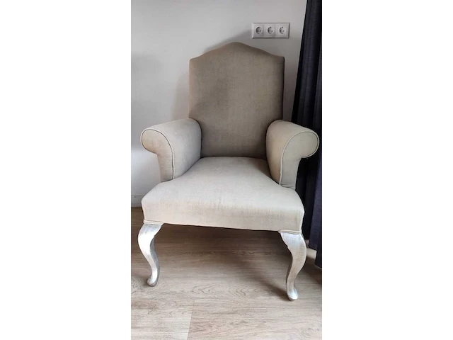 Brocante fauteuil, beige - afbeelding 2 van  7