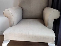 Brocante fauteuil, beige - afbeelding 2 van  7