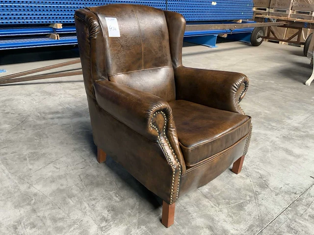 Brocante fauteuil leer - afbeelding 2 van  5