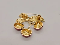 Broche in joan rivers stijl - red cherries - afbeelding 4 van  4