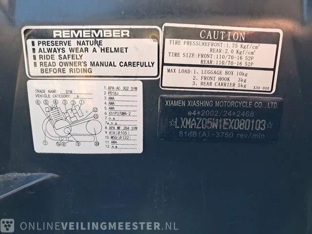 Bromscooter, sym, symphony az05w, 2014 - afbeelding 16 van  26