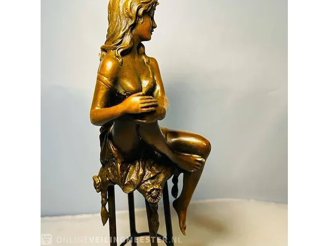 Bronze figurine naakte vrouw - pierre collinet - afbeelding 1 van  8