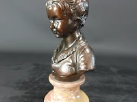 Bronzen buste op marmeren basement - afbeelding 2 van  5