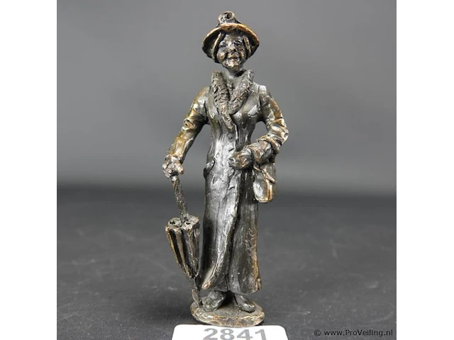 Bronzen dame met paraplu - afbeelding 1 van  5