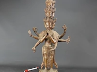 Bronzen elfkoppige avalokiteshvara botissattva tibettaans boeddhistische godheid - afbeelding 1 van  5