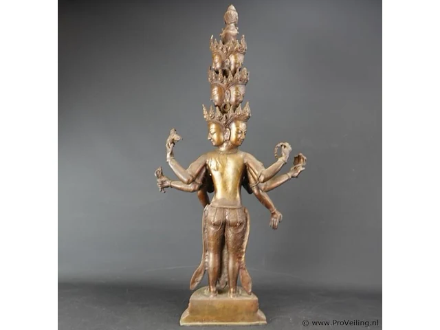 Bronzen elfkoppige avalokiteshvara botissattva tibettaans boeddhistische godheid - afbeelding 5 van  5
