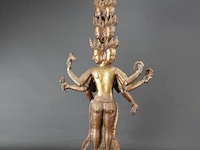 Bronzen elfkoppige avalokiteshvara botissattva tibettaans boeddhistische godheid - afbeelding 5 van  5