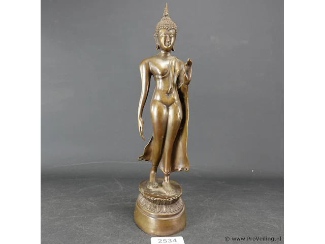 Bronzen staande boeddha birma 19/20e eeuw - afbeelding 1 van  5