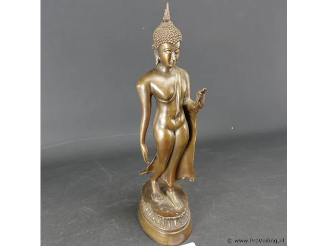 Bronzen staande boeddha birma 19/20e eeuw - afbeelding 2 van  5