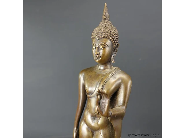 Bronzen staande boeddha birma 19/20e eeuw - afbeelding 3 van  5