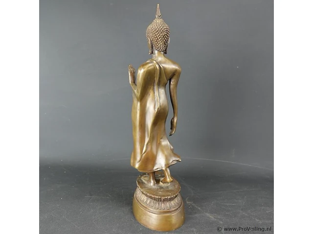 Bronzen staande boeddha birma 19/20e eeuw - afbeelding 4 van  5