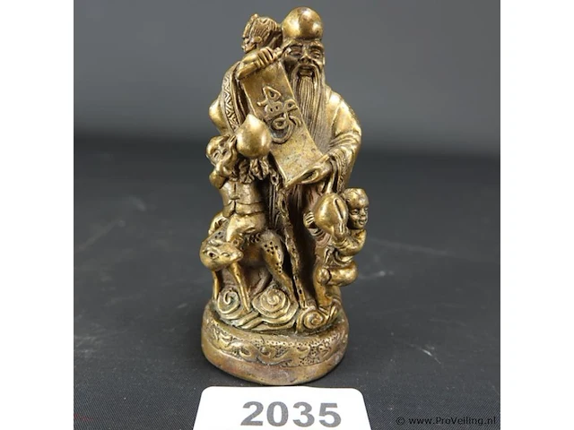 Bronzen vergulde chinese wijsgeer - afbeelding 1 van  5