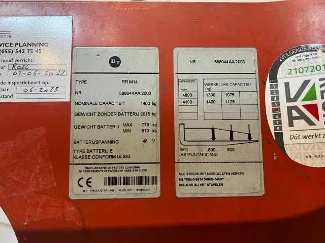 Bt - rr m14 - reach truck - 2003 - afbeelding 5 van  16