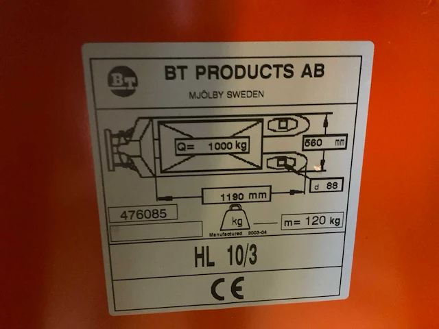 Bt hl 10/3 hand hydraulische palletwagen - afbeelding 6 van  6