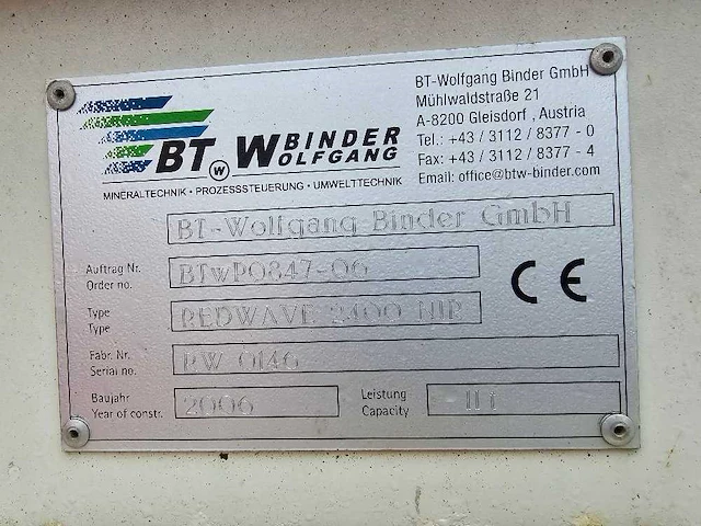 Bt wolfgang binder - redwave 2400 nip - recyclinginstallatie - 2006 - afbeelding 2 van  12